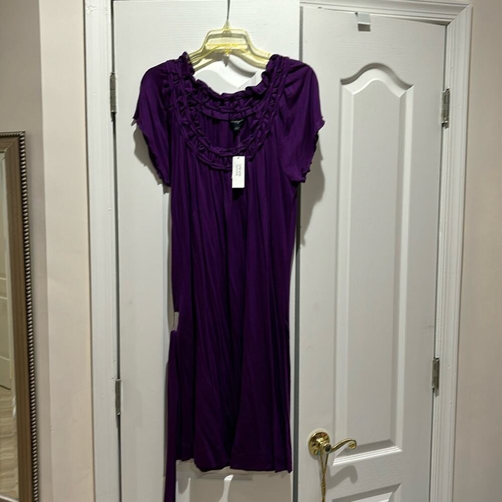 Banana Republic L purple dress with detachable belt nwt short sleeve midi new